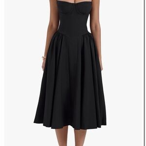 House of CB Black Strapless Midi Dress